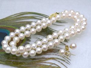 Vacker AAAAA 89mm Natural South Sea White Pearl Necklace örhängen 18 tum 240322