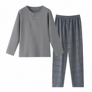 print Letter Nightwear Fi Male Home Plaid 4XL Lounge Yards Men Sleepwear Pants Big Pure for Wear Cott Autumn Pajamas Sets B1qX#
