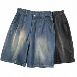 2024 Summer Shorts Men Denim Pants Stretch Black Blue Fi Design Men's Jeans Slim Straight Male Short Jeans Hombre A227 Z652#