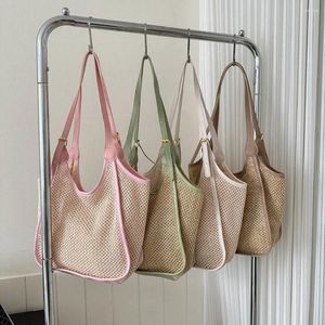 Totes Women Shoulder Bag Large Capacity Woven Designer Handbags PU Ing Straw Fashion Summer Simple Lady Beach