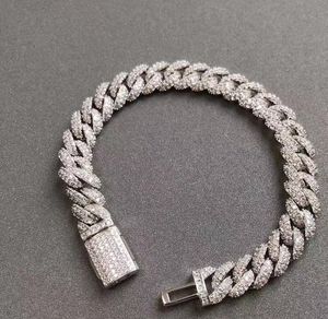 Naszyjniki wiszące dostosowane 18 mm kubańskie łącze moissanite łańcuch diamentowy Wysoka jakość 925 srebrnego białego złota łańcucha diamentowego