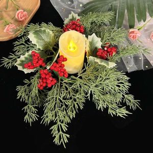 Castiçais de seda flor anel rústico grinalda artificial eucalipto folhas guirlanda para lareira banquete decoração