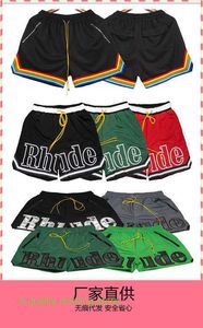 Korrekte Version RH American High Street Sportshorts für Herrenoberbekleidung trendige Marke lose Hip-Hop-Basketballhosen Mesh-Hosen