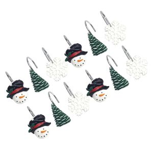 Accessories 12 PCS/Set Christmas Themed Curtain Hook Shower Hooks Decorative Lace Bathroom Rings Hangers