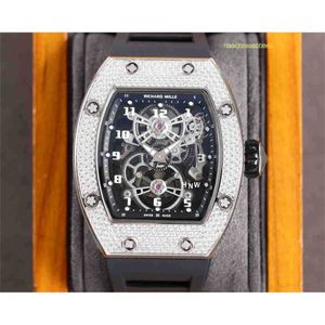 Diamante Luxo Mens Movimento Relógios Rm17-01 Richar m Hollow Tourbillon Designer Jixu Nova Qualidade High-end Iced Out Montre Relógio de Pulso 1p