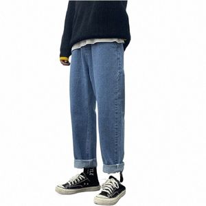 Spodnie Trenda marki dżinsy wiosna i letni trend koreański luźnie proste szerokopasmowe spodnie do joggingowych spodni Mężczyźni Z1JZ#