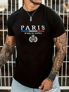 Men's T-Shirts Ts For Men Paris Print T Shirt Casual Short Slve Tshirt For Summer Spring Fall Tops As Gifts Summer Mens Clothing T240325