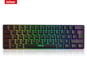 Redthunder 60 Kablolu Gaming RGB arkadan aydınlatmalı UltraCompact Mini Klavye Mekanik Duygu PC MAC PS4 Gamer1593792