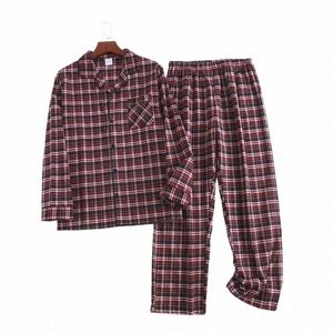 Xadrez Design Multi Cores Quente Cott Flannel Lg-sleeved Calças Pijamas para Homens Outono e Inverno Homewear Pijamas Define Q8IS #