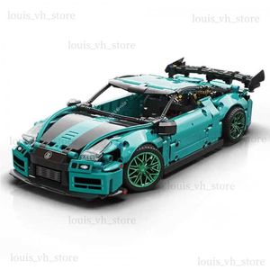 Block MOC Technical Nissaned GTR Speed ​​Racing Car Building Blocks Super Sports Car Bricks Födelsedagspresenter för Boy Toys Fordon Modeller T240328