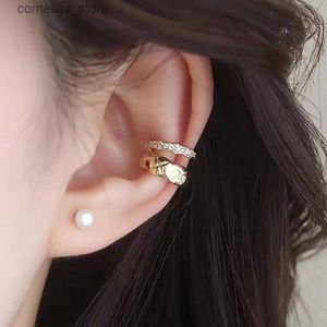 Ear Cuff Ear Cuff Double layer ear clip without perforated holes 1 piece minimum gold fashionable short and chubby Y2k ear accessories fashionable jewelry KDE131 Y24