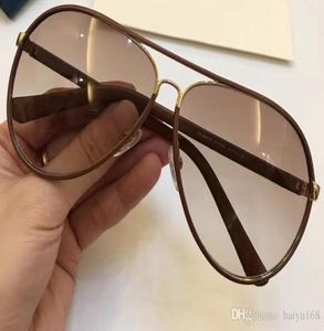 Occhiali da sole pilota in pelle marrone cioccolato per uomo GoldBrown Gradient 2887S Sonnenbrille Occhiali da sole da uomo Occhiali tonalità Nuovo con scatola2314502