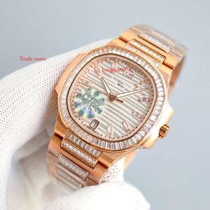 Automatisk klocka PP7014 Baguette Business Rostfri Classic Bezel Watches Cal324C Superclone de Montres Cognac Wrist Steel Luxe Diamonds 788
