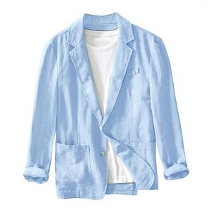 Mäns kostymer blazrar Mens 2024 Spring Autumn Casual Linen och bomullsafari för män Kläder Solid Color Jackets överdimensionerade kappa droppe DHC54