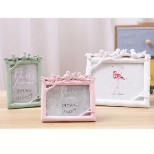 Frame Highend Rural Style Home Decoration 5 tum 6 tum 7 tum 8 tum träkorn Creative Harts Fotoram Art Set Three Birds