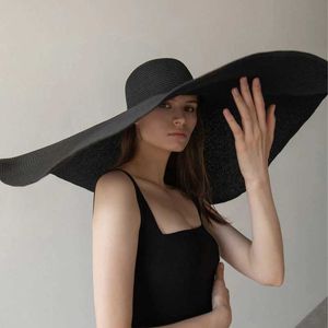 70 cm Ultra Wide Brim Sun Hat Travel Stor UV Protection Beach Straw Hat Womens Summer Soft Cushion Folding Church WhoseC24326