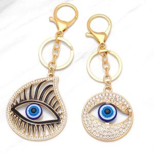Creative Rhinestone Devil's Eye Metal Keychain Pendant Men Women Fashion Evil Eye Jewelry Bags Keychains Accessories Gift LL