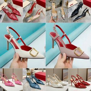 designer shoes heels womens sandals ankle strap metal buckle pointed toe wrap luxury genuine leather new dress shoes 6cm 8cm party wedding shoe slides designer women