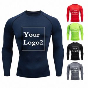 Logotipo personalizado Sportswear Masculino Lg Manga Running Basketball Training T-Shirt Ajuste Apertado Alta Elastic Fast Dry Compri T3W8 #