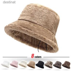 ワイドブリム帽子バケツ帽子新しい秋と冬の濃い暖かい女性ぬいぐるみぬいぐるみハットヒョウ帽子C24326