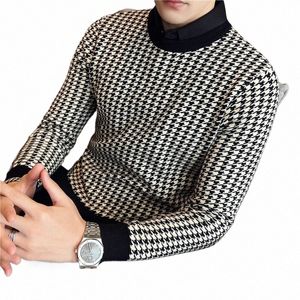 2023 Marke Kleidung Männer Winter Thermal Strickpullover / Männlich Slim Fit Hohe Qualität Hemdkragen Gefälschte Zweiteilige Pullover Sweatres W4Ua #