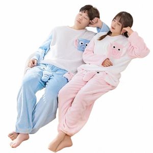 funny Elephant Men Pajama Sleepwear Novelty Humorous Tops+Pants Two Piece Set Gift For Men Winter Warm Thickened Homewear Dr W0PV#