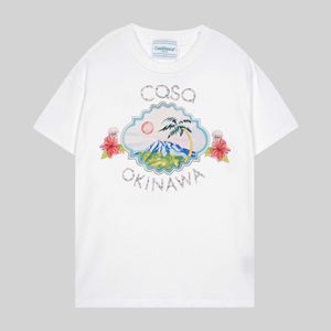 メンズデザイナーTシャツカジュアルTシャツカサブランカトレンディブランド新しいカサブランカトロピカルサマーフルーツプリント短袖TシャツM845