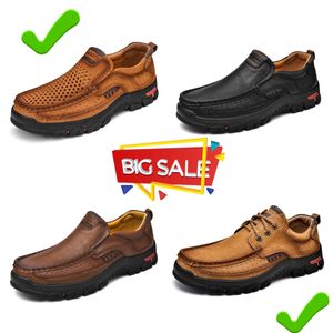 New selling leather shoes men genuine loafers casual leather shoes GAI high Quality 2024 middle-aged waterproof Business comfortable lightweight brown soft 38-51