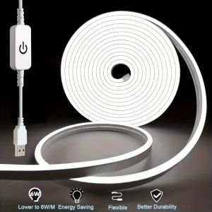 Striscia luminosa a LED Dimmerabile DC 5V Striscia al neon LED Insegna al neon Luci in corda in silicone impermeabile Lampada flessibile Decorazione domestica con filo a 2 pin 9 colori