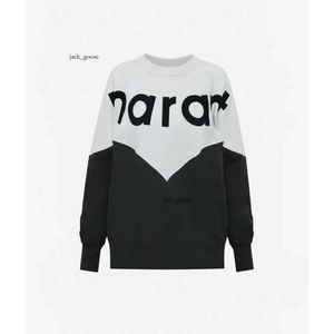 Lyx kvinnliga tröja isabel marant designer rund nacke pullover isabel marant sweatshirt kvinnor bokstav flockning tryck avslappnad färg kontrast lång ärm 382