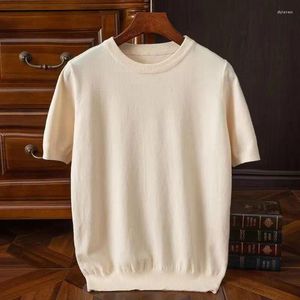 Erkek Tişörtleri Kaşmir Örme T-Shirt O-Neck Giyim Kısa Kollu Tee Rahat Pullover Yaz Kore Giysileri Üstleri