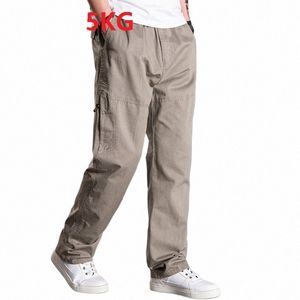 spring summer Men safari style cargo pants pockets zipper plus size 7XL 8XL loose pants out door straight pants loose army green m9e6#