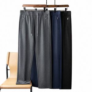 Browon Brand Mens Spodnie jesień i zima zagęszczone ciepłe dzianinowe spodnie dla mężczyzn w połowie prostej elastycznej talii Spodnie W9wr#