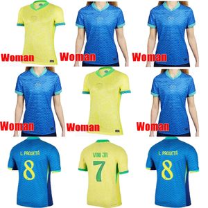 24/25 Maglia da calcio resistente allo strappo di qualità brasiliana NEYMAR JR Brasile CASEMIRO Squadra nazionale G.JESUS ​​Home Away donna T.SILVA PELE MARCELO VINI JR Maglia da calcio uniforme