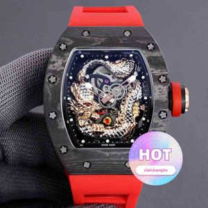 Herrklocka Designer Watches Movement Automatic Luxury Leisure 57-03 Automatisk Machiner Black Carbon Fiber Tape