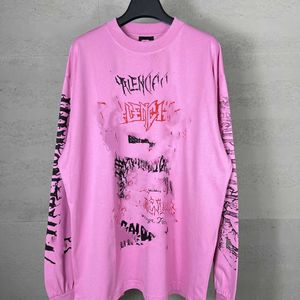 B Paris Rätt hög version 24SS året för Loong Limited Printing Long Sleeve T-shirt Valentines Day Full Body Printing Lovers