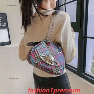 Viviane Westwood Bag Designer High Grade Handbag Empress Dowager Xi Spicy Girls' Bag Saturn Plaid Cross Body Saddle 631