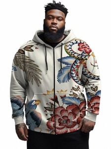 Zooy l-9xl mäns plus size rolig färgblock casual persalitet blommig trend gata björn flamma graffiti fi lg hylsa spor n7vo#