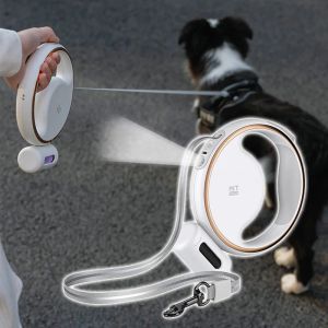 LEASSHES ANTI SLIP HANDLE HUND LEASH Tungt utdragbart husdjursledande lyx med Poop Bag Holder Strong Dogs Running Accessories LED Light