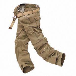 mäns overall armé lastbyxor raka multi-fockets baggy lg byxor casual streetwer taktiska byxor män pantal homme 46 t8db#