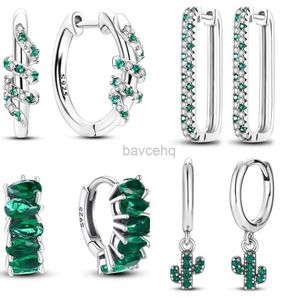 Hoop Huggie Hot selling 925 sterling silver animal and plant green series jewelry fashionable zircon round hoop earrings womens gift accessories 240326
