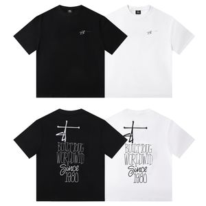 Litery wydrukowane T-shirt Hip Hop Men Sumer Pure Cotton Black White Botton Tee Shirts Streetwear Ubrania