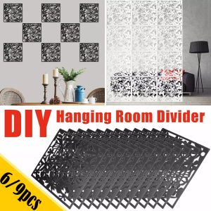 Divisores 6/9pcs 40x40cm DIY borboleta pássaro flor tela suspensa divisória painel divisor cortina de quarto casa para decoração de casa