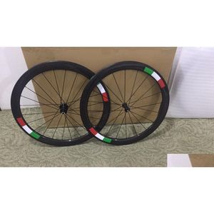 Bike Wheels Italy Logos Fl Carbon 50Mm Cycling Wheelset 700Cx25Mm V Brakes Bicycle Wheel Clincher Custom Logo And Color With Hubs Made Dhvqx