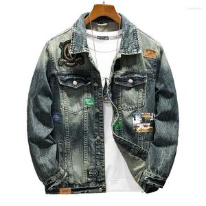 Luxury Mens Jackets Fashion Denim Coat Men's Jackets Paste Cloth Embroidery Motorcycle Denim Jacket High Street Retro Loose And Handsome Fashion Clothing