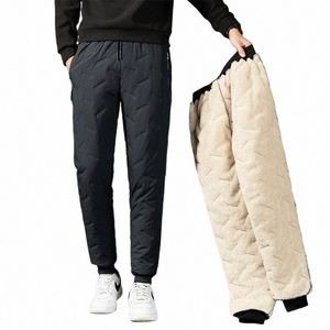 Calças de inverno masculinas grossas quentes suores térmicos forrados jogger calças de lã grandes calças masculinas plus size bolso trabalho 7xl preto ns5522 p9d0 #