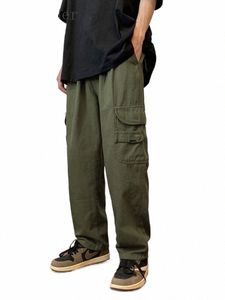 gmiixder Army Green Cargo Pants Men's Summer Straight Japanese Cityboy Trousers Unisex Vintage American Street Skateboard Pants r3tb#