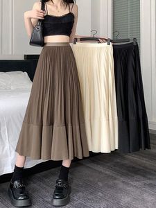 Skirts Arrival Plead Skirt Women Solid Vintage Fashion Pleated Midi Ladies Summer Soft Korean Faldas Mujer 2024 F99