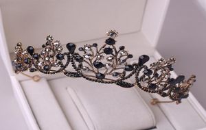 2021 Cute Baroque Princess Headpieces Black Rhinestone Bridal Tiara Wedding 18th Birthday Queen Crown Formal Party Accessories3992074