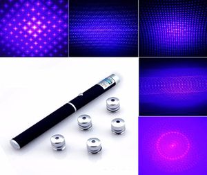 Starry 5MW 405nm Blue Purple Laser Pen Stars Pointer med moln Sparkling Lantern Time Tunnel Mönster Lazer9176034